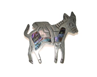 925 Vintage Estate Sterling Silver Cute Donkey Mule Small Horse Mexico Brooch Pin Jewelry Jewellery Birthday Gift For Her