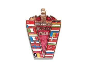 RARE Vintage Estate Buchenwald 1958 Nazi WW2 Concentration Camp Germany Liberation Commemoration Badge Excellent Condition Gift