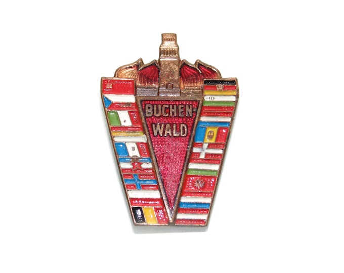 RARE Vintage Estate Buchenwald 1958 Nazi WW2 Concentration Camp Germany Liberation Commemoration Badge Excellent Condition Gift