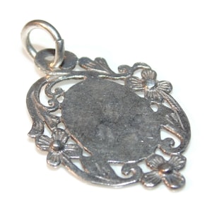Antique Vintage Estate Small Art Nouveau Pendant Engravable Ornate Sterling Silver Jewelry Birthday Gift For Her Jewellery 925