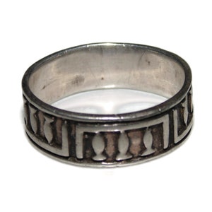 Vintage Estate Sterling Silver Band Ring Wide Band Biker Jewelry Size 7.5