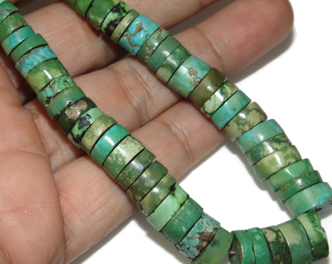 Vintage Estate Turquoise Heishi Bead Navajo Sterling Silver Beads Necklace 20" long Native American