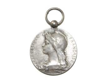 Vintage French Silver Medal Pendant: Alfred Borrel, Republique Francaise