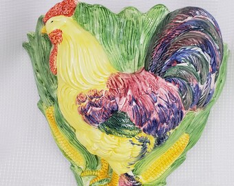 Chicken Wall Planter Basket Pot Ceramic Country Kitchen Barnyard Decor Rooster