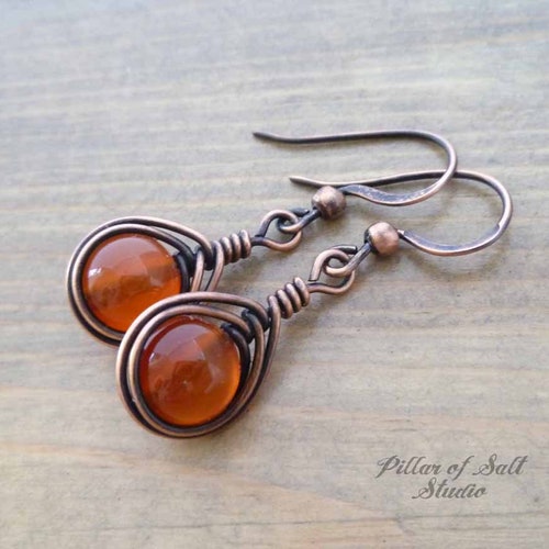 Wire Wrapped Spiral Copper Earrings Wire Wrapped Jewelry - Etsy Canada