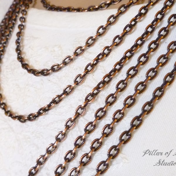 Solid copper chain necklace option for pendants. Choose your length: 16 18 20 22 24 28 30 34 36 38 inch necklace. Antiqued copper chain.