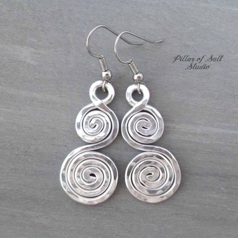 Hammered Aluminum Earrings Wire Wrapped Jewelry Handmade Etsy
