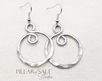 Hammered Aluminum Infinity Earrings - 10th anniversary gift