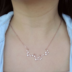 Multiple Constellation Necklace • 2 to 6 Dainty Cubic Zirconia Diamond Zodiac Necklace,Sterling Silver/Gold/Rose Gold • Celestial CZ Jewelry