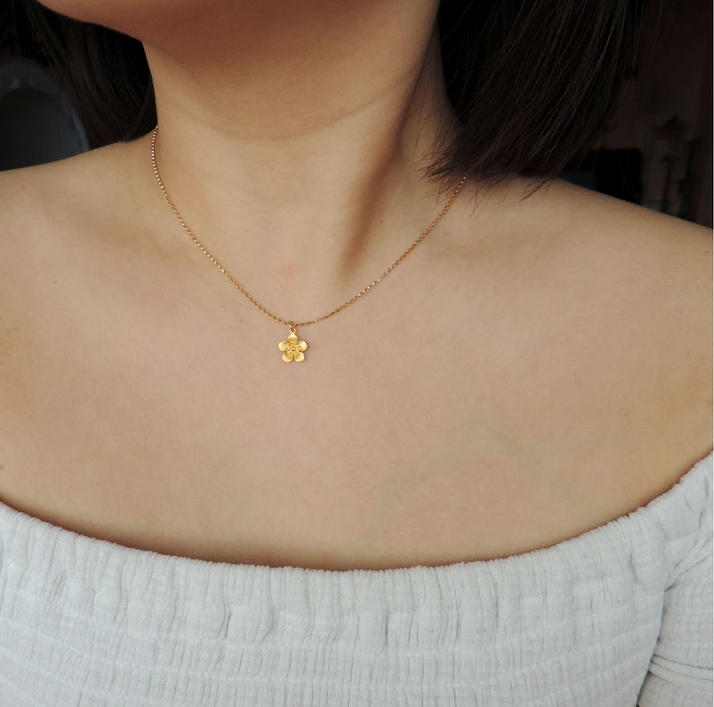 Cherry Blossom Flower Necklace \u2022 Pretty Japan Sakura Flower Sterling Silver 24K Rose Gold Necklace \u2022 Wedding,Flower Girl,Bridesmaid Jewelry