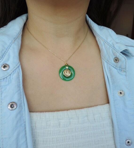 Good Fortune Light Green Circle Jade Pendant Necklace Large Pendants Jewelry Valresa Com - Jade Circle Pendant Necklace