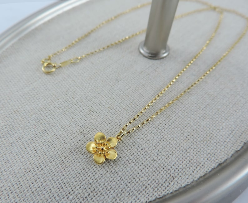 Cherry Blossom Flower Necklace \u2022 Pretty Japan Sakura Flower Sterling Silver 24K Rose Gold Necklace \u2022 Wedding,Flower Girl,Bridesmaid Jewelry