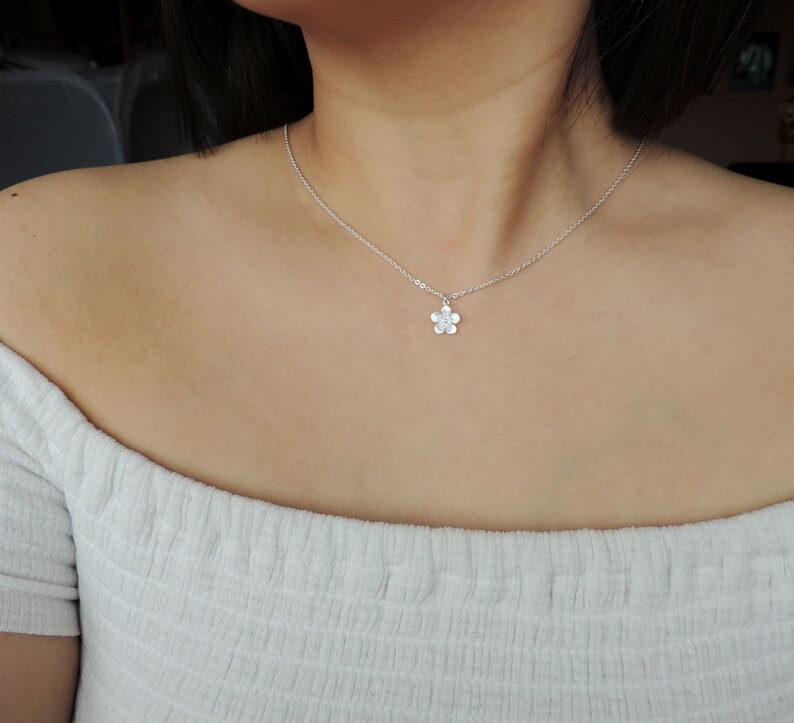 Cherry Blossom Flower Necklace \u2022 Pretty Japan Sakura Flower Sterling Silver 24K Rose Gold Necklace \u2022 Wedding,Flower Girl,Bridesmaid Jewelry