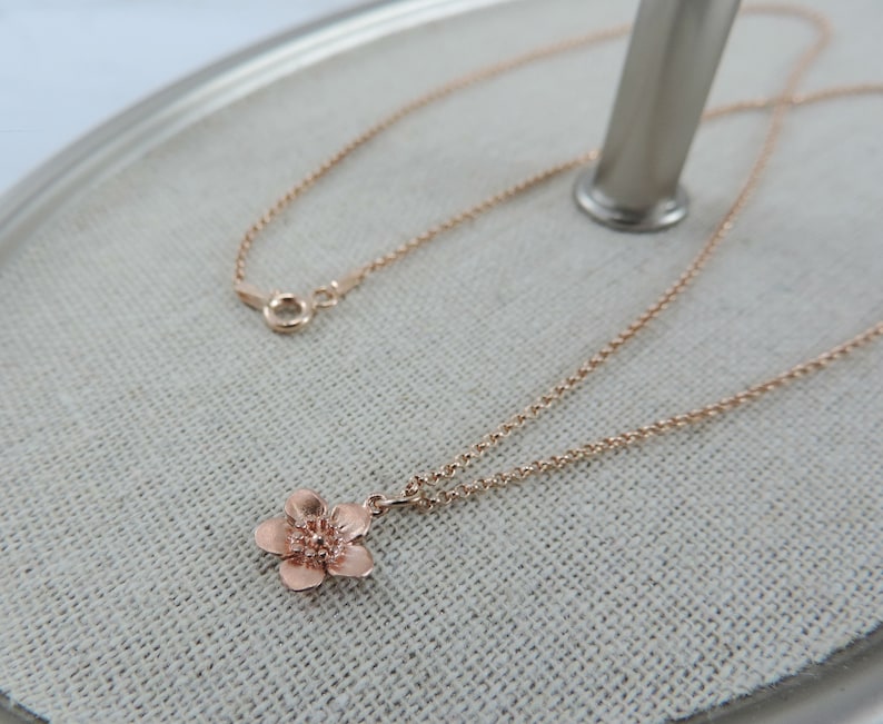 Cherry Blossom Flower Necklace \u2022 Pretty Japan Sakura Flower Sterling Silver 24K Rose Gold Necklace \u2022 Wedding,Flower Girl,Bridesmaid Jewelry