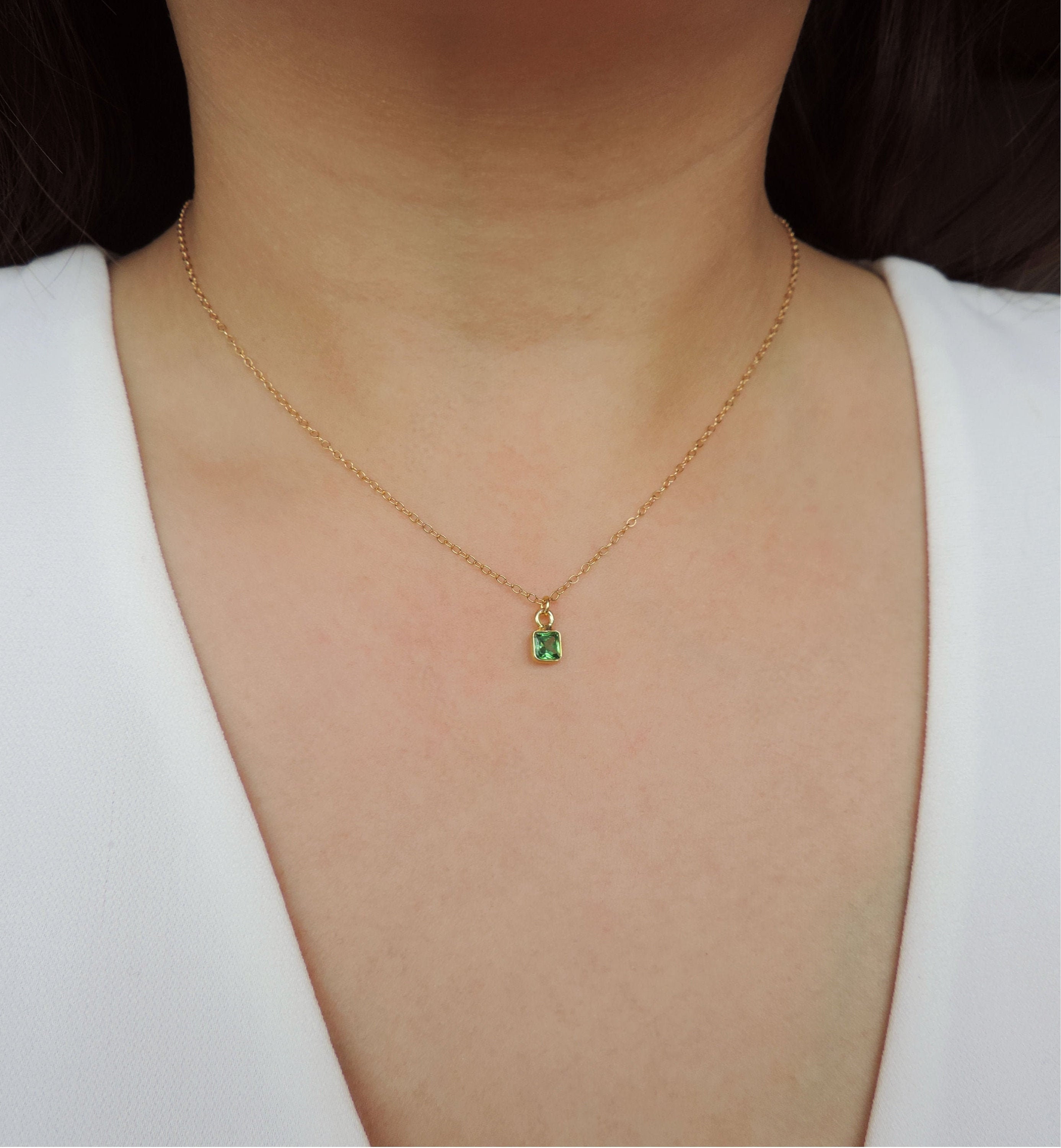 Square Necklace Dainty 6MM Sterling 