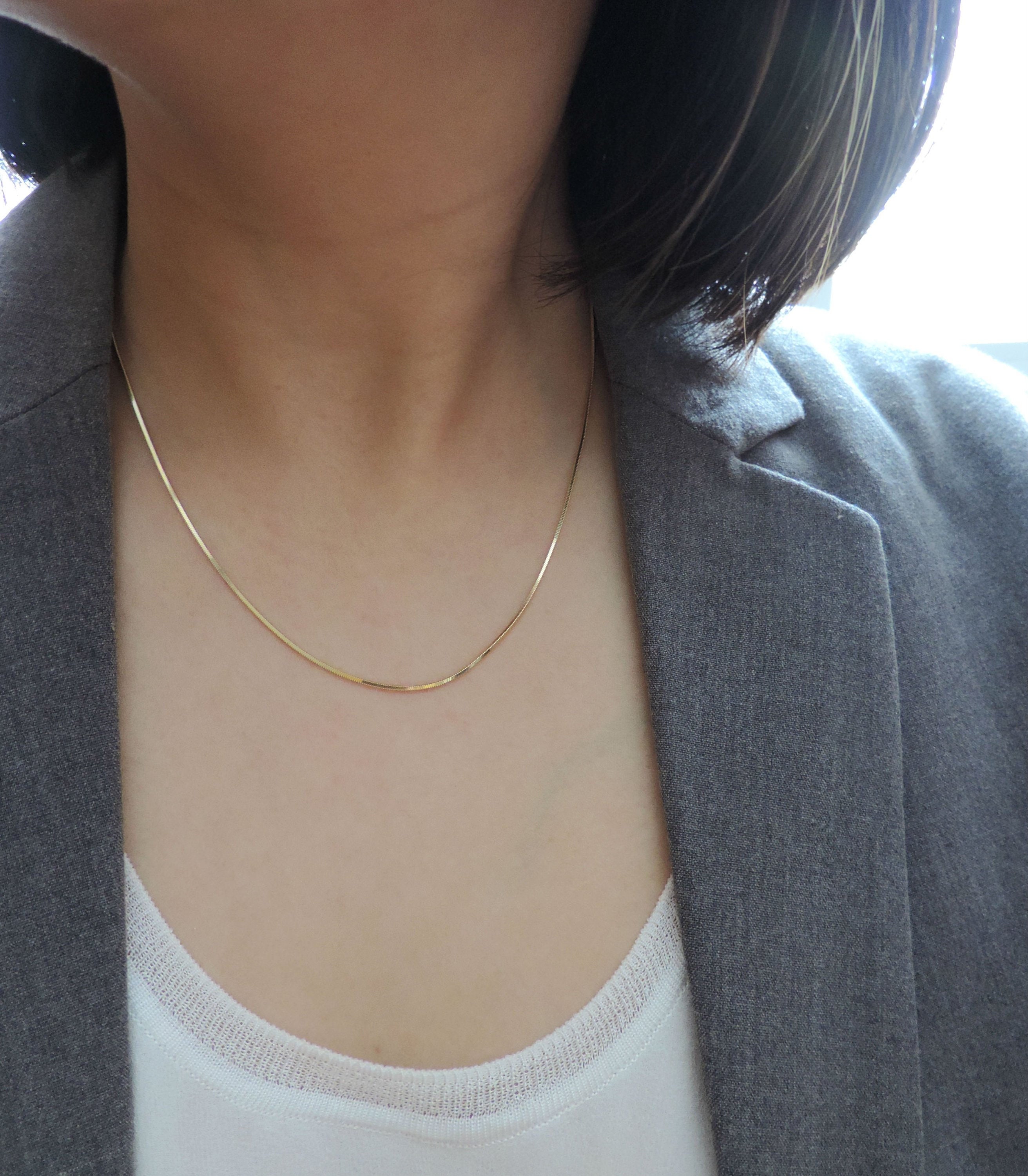 Gold SNAKE Chain Necklace 925 Sterling 