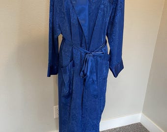Victoria’s Secret Gold Label M/L Vintage Satin Robe Maxi Length Blue