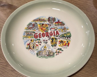 Vintage Souvenir State Plate Georgia 10.25” Decorative