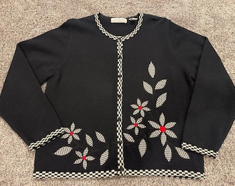 Vintage Classics by Marisa Chritina Cardigan Embroidered Appliqué Flowers XL