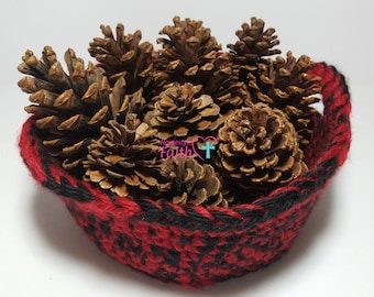 Crochet red & black decorative basket