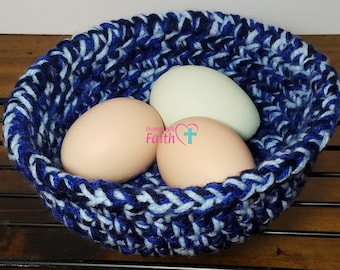 Blue crochet decorative bowl