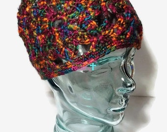 Beautiful women's multi-colored crochet Bohemian hat