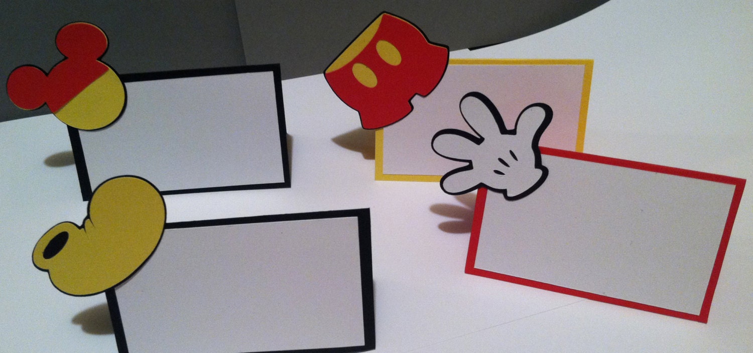 12 Mickey Mouse themed place cards food cards Birthday party | Etsy