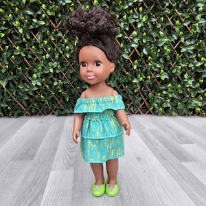 African doll, Black Doll in African Print Dress - Black Curly Hair doll - African American Doll - Black Baby doll