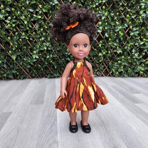 Black Doll in African Print Dress - Black Curly Hair doll - African Doll - Black Baby doll - African doll - African American doll