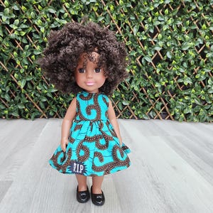 African doll, Black Doll in African Print Dress - Black Curly Hair doll - African American Doll - Black Baby doll - Kinky Hair Doll