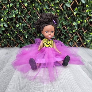 African doll, Black Doll in African Print Dress - Black Curly Hair doll - African Doll - Black Baby doll -