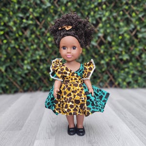 African doll, Black Doll in African Print Dress - Black Curly Hair doll - African Doll - Black Baby doll - Kinky and Curly Hair Doll