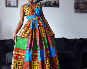 Backless Ankara Wax Print Maxi Dress: Infinity Summer Fashion - Etsy