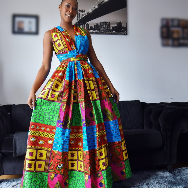 Robe maxi imprimée africaine, Robe Infinity, Robe Maxi Ankara, Vêtements imprimés africains, Robe longue pour dames