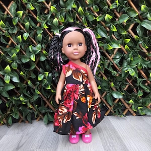 African doll, Black Doll in African Print Dress - Braided Hair Doll - Black Baby doll - African American Doll with Braids