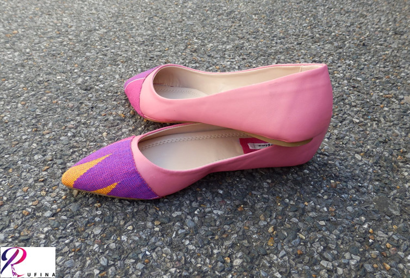 pink womens flat shoes, ballet flats shoes, pink bridal flat shoes, ankara pumps, pink ballerina shoes (uk size 5)