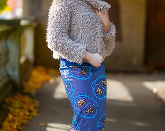 African print pencil skirt, Ankara Pencil skirt, Blue pencil skirt, African Print skirt, Blue Midi Skirt