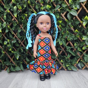 African doll, Black Doll in African Print Dress - Braided Hair Doll - Black Baby doll - African American Doll with Braids