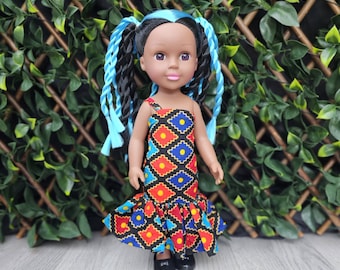 African doll, Black Doll in African Print Dress - Braided Hair Doll - Black Baby doll - African American Doll with Braids
