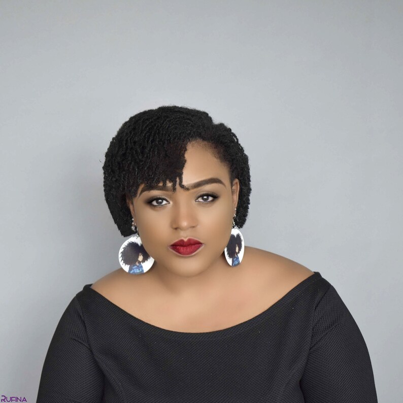 Wooden afro earring afro woman earring natural hair earring  etsy