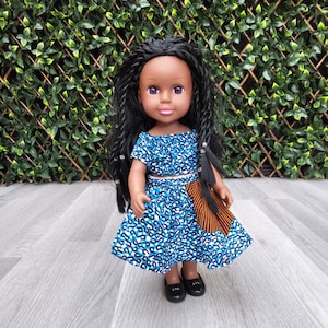 African doll, Black Doll in African Print Dress - Black Curly Hair doll - African Doll - Black Baby doll - African braided doll
