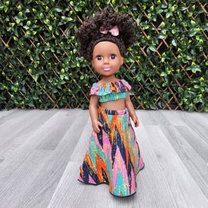 African doll, Black Doll in African Print Dress - Black Curly Hair doll - Black Baby doll - Kinky and Curly Hair Doll