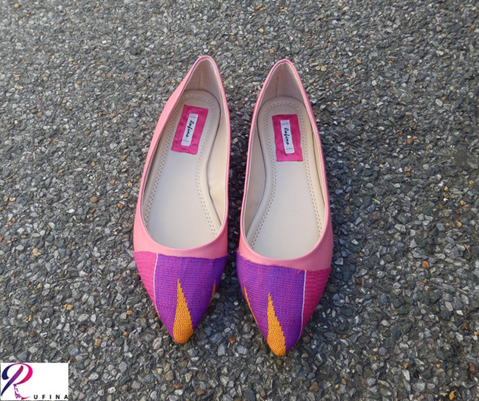 pink womens flat shoes, ballet flats shoes, pink bridal flat shoes, ankara pumps, pink ballerina shoes (uk size 5)