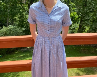 Vintage Blue Gingham Dress 50’s