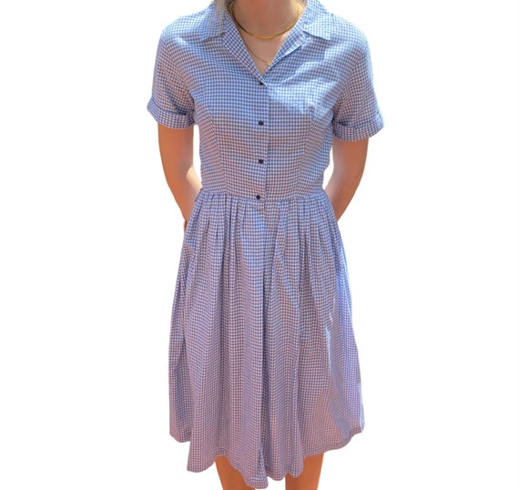Vintage Blue Gingham Dress 50’s - image 6