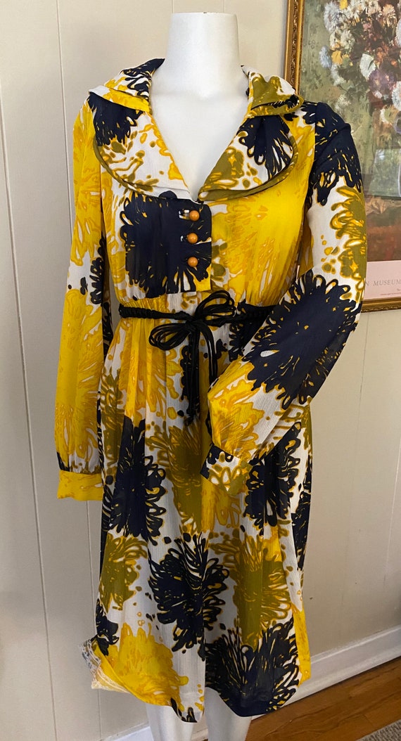 Vintage Blue & Yellow Floral Dress