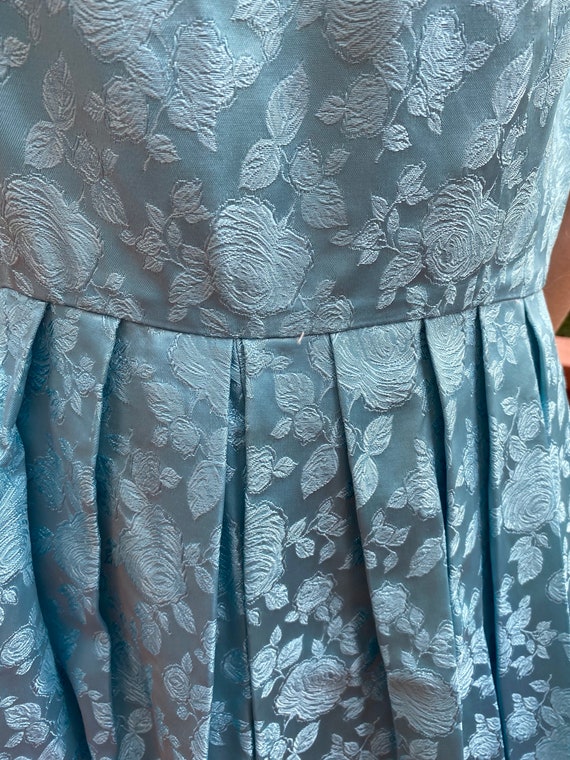 Vintage Blue Brocade Dress - image 5