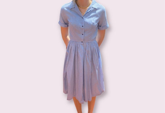 Vintage Blue Gingham Dress 50’s - image 2