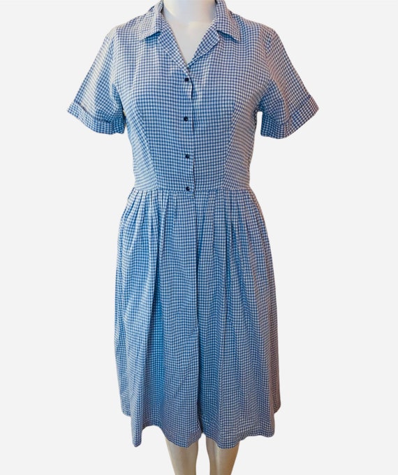 Vintage Blue Gingham Dress 50’s - image 7