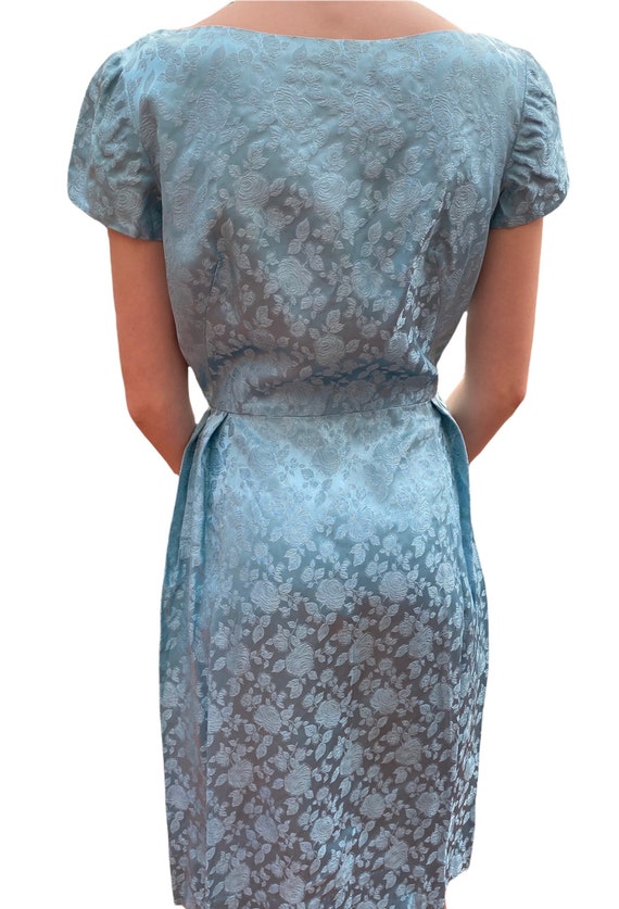 Vintage Blue Brocade Dress - image 4